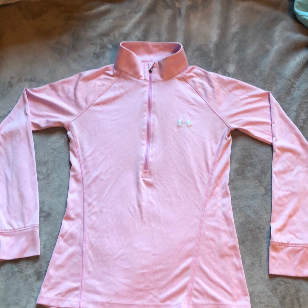 Under armor pink half zip running top